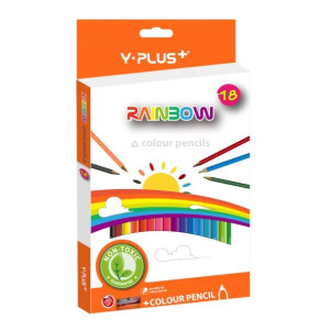 Creioane color Raibow cu ascutitoare - 18 buc - Y-Plus