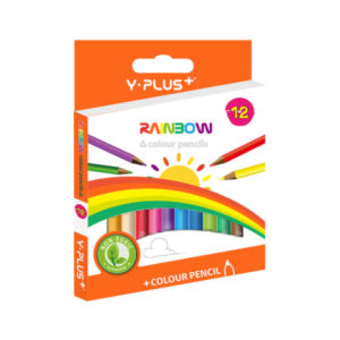 Creioane color Raibow cu ascutitoare - 12 buc - Y-Plus