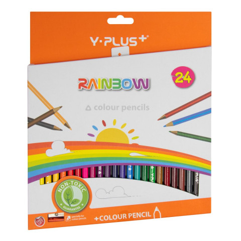 Creioane color Raibow cu ascutitoare - 24 buc - Y-Plus