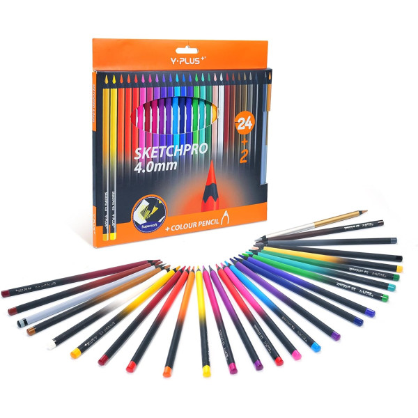 Creioane color super soft SKETCHPRO mina 4 mm - 26 buc - Y-Plus