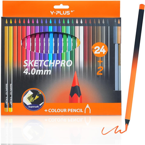 Creioane color super soft SKETCHPRO mina 4 mm - 26 buc - Y-Plus