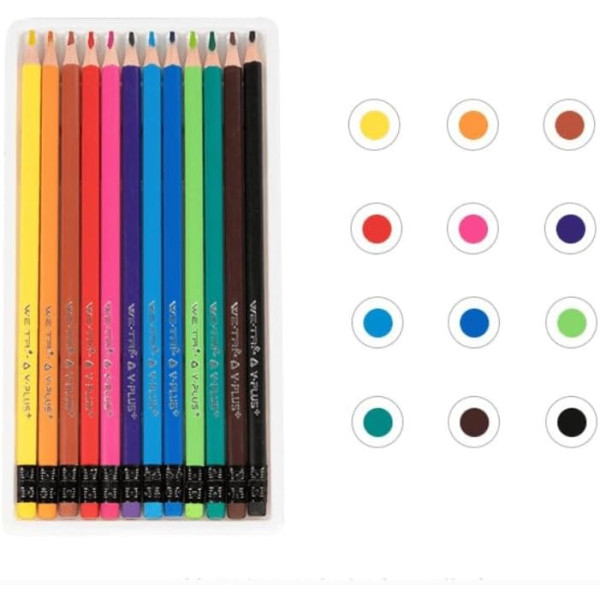 Creioane color erasable WE-TRI cu radiera - 12 buc - Y-Plus