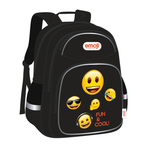 Ghiozdan Scolar EMOJI CLASIC Negru 3fermoare 42HX30X20cm