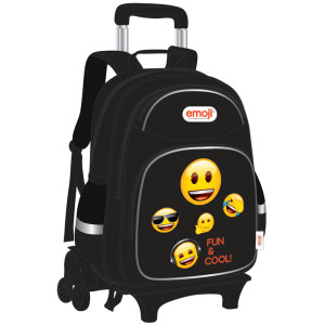 Ghiozdan Scolar Troller EMOJI CLASIC Negru 3fermoare 42HX30X20cm