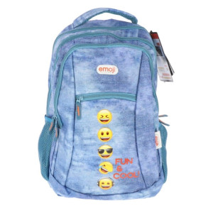 Ghiozdan Teens EMOJI CLASIC Denim 4fermoare 46HX32X17cm Laptop