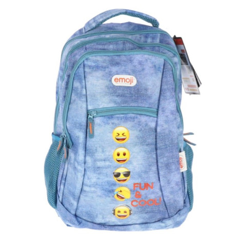 Ghiozdan Teens EMOJI CLASIC Denim 4fermoare 46HX32X17cm Laptop