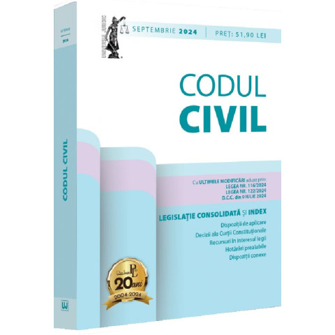 Codul civil. Legislație consolidată și Index Septembrie 2024