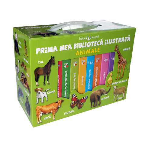 Prima mea biblioteca ilustrată. Animale. Bebe învață (8 cărticele)