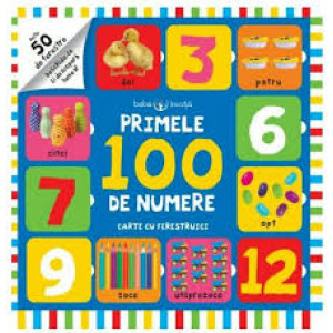 Primele 100 de numere. Carte cu ferestruici