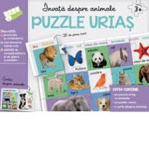 Învață despre animale. Puzzle uriaș - 28 de piese mari